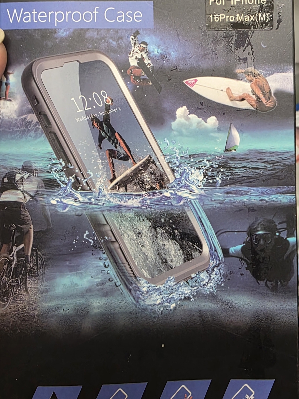 Waterproof Protective Phone Case for iPhone 16 Pro Max - Gray